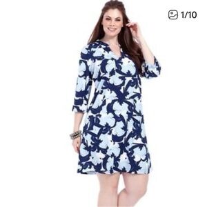 Junarose Azhari 3/4 Sleeve Abstract Patterned Shift Dress Size 16